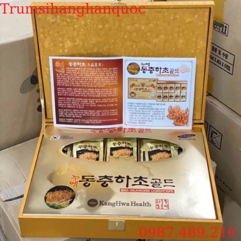 [NOWSHIP] Đông Trùng Hạ Thảo Hộp Gỗ Vàng 60 Gói Hàn Quốc [DATE 2025]