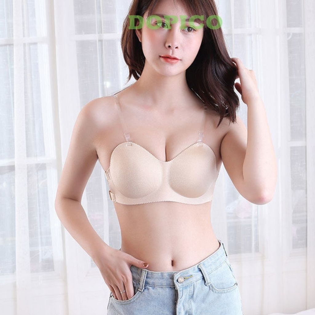 Áo ngực không dây không gọng su nữ, áo bra không dây đệm bàn tay mặc cúp ngực DOPICO  B811