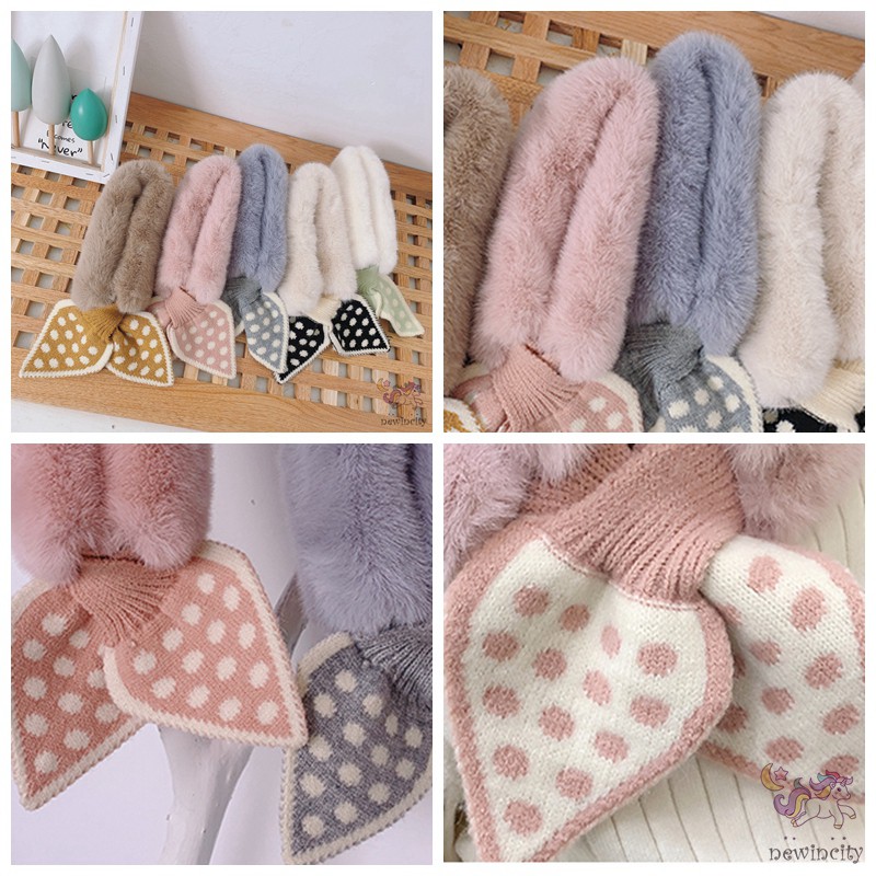 Khăn choàng cổ vải lông họa tiết chấm bi phong cách Hàn Quốc cho bé gái