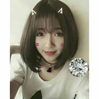 Tóc nguyên đầu ngắn ngang vai kèm lưới trùm