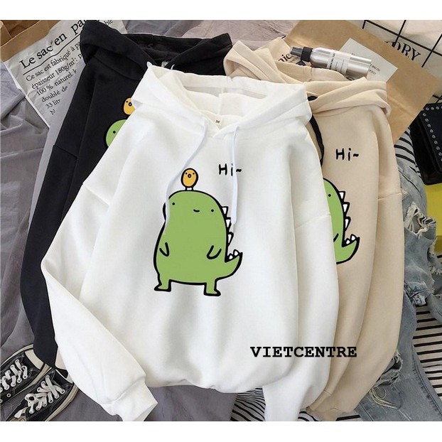 Áo Khoác Hoodie KHỦNG LONG HI CUTE Form Rộng Tay Dài Unisex - VIETCENTRE