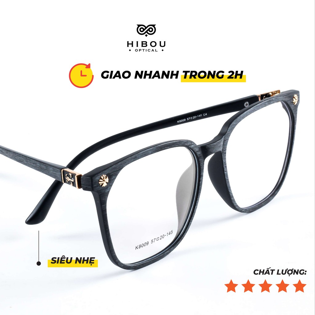 Gọng kính cận nam nữ to bản nhựa dẻo K8009 Hibou Optical - Lắp mắt cận loạn viễn