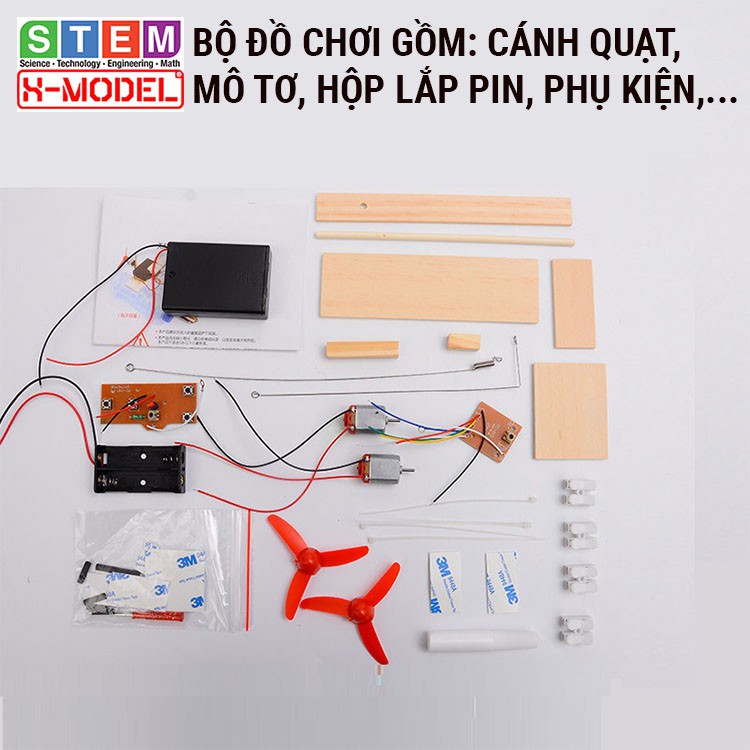 Đồ chơi sáng tạo STEM Ca nô gỗ 2 chai nhựa, có điều khiển X-MODEL ST66 cho bé, Đồ chơi trẻ em DIY [Giáo dục STEM, STEAM]