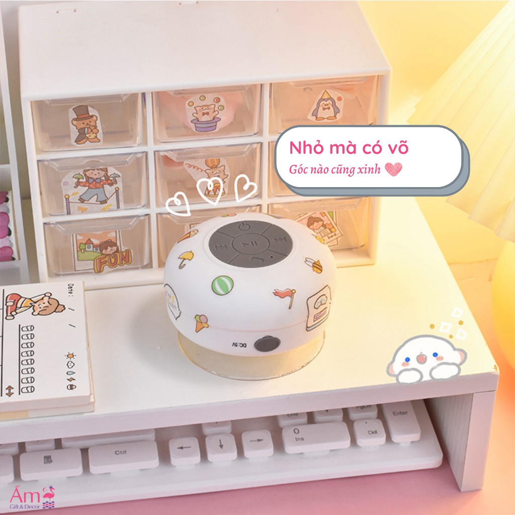 [Tặng Sticker] Loa Bluetooth Không Dây Mini Cute Dễ Thương Chống Nước Giá Rẻ - Loa Di Động 2in Kiêm Giá Đỡ Điện Thoại