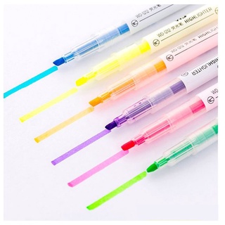 Set bút dạ quang 2 đầu 6 màu