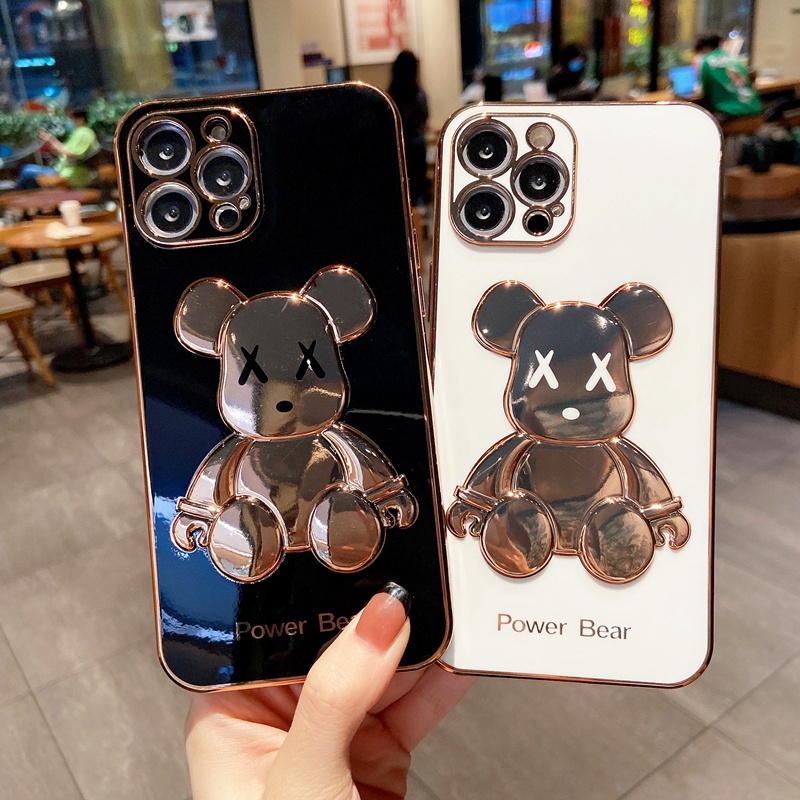 Ốp điện thoại hình gấu 3D kín màu cho iPhone 13 ProMax 12 ProMax 11 Pro Max. 14 Promax, 14pro, 7Plus , Xs Max, X.