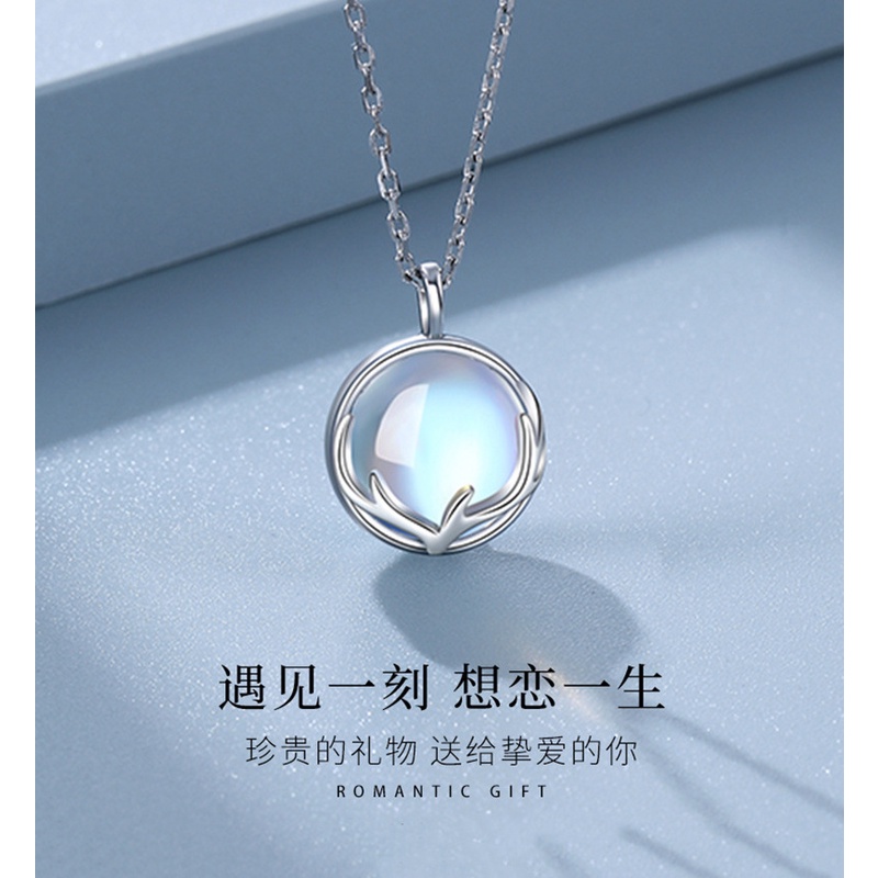 [Hàng Mới Về] Dây Chuyền Mặt Hình Trái Tim Đính Đá Mặt Trăng Nhỏ Thời Trang Mùa Hè Cho Nữ