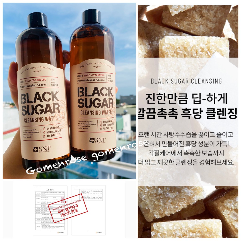 Tẩy Trang SNP Đường Đen Black Sugar Cleansing Water 500ml(Kèm bill)