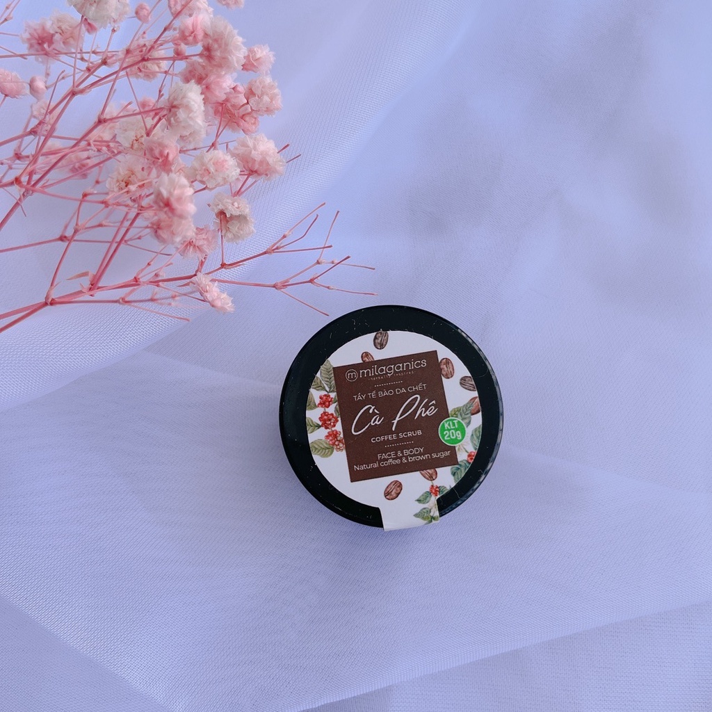 Tinh dầu bưởi, gel nha đam, tẩy tế bào chết toàn thân cà phê và tẩy da chết bột đậu đỏ MILAGANICS mini