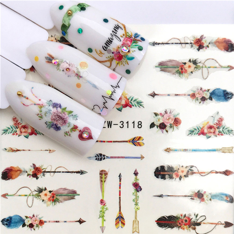 (hàng Mới Về) Nhãn Dán Trang Trí Móng Tay Họa Tiết Bông Tuyết / Nai / Hoa / Cú Mèo / Dream Catcher / Chim Cú 3d Diy