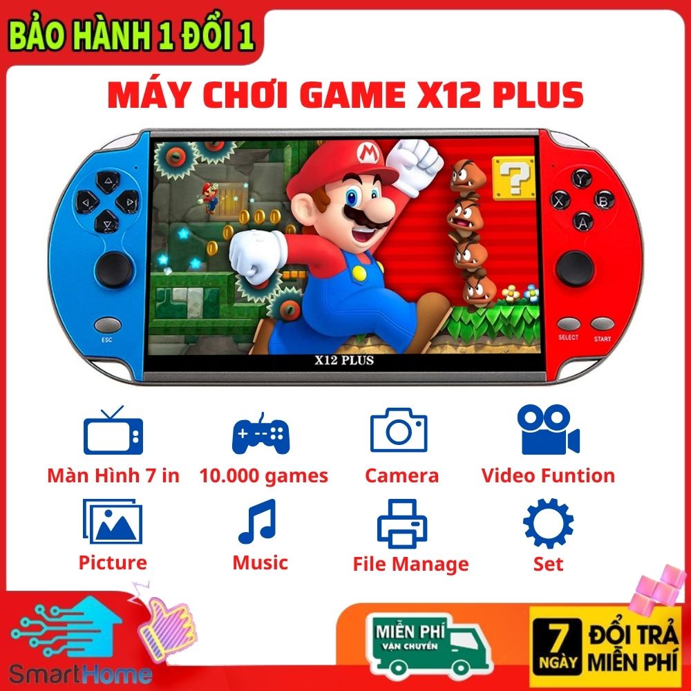 Máy chơi game cầm tay X12 Plus màn hình 7 Inch 16Gb - Có sẵn 10000 game , chơi game , xem phim , nghe nhạc , đọc sách