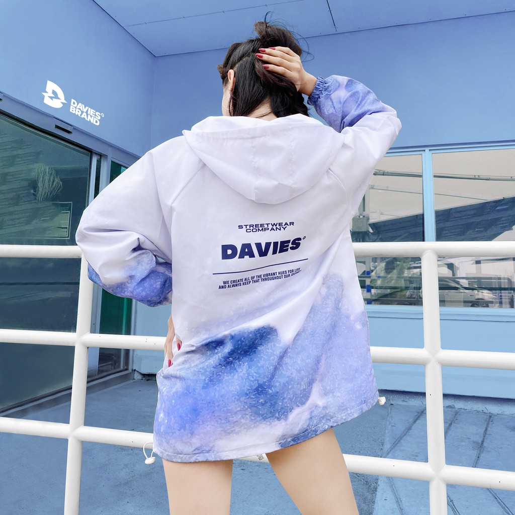 DAVIES - Áo khoác dù nữ form rộng màu xanh - Snow Jacket