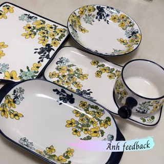 Đĩa sứ decor , đĩa sâu lòng bầu dục Fiore