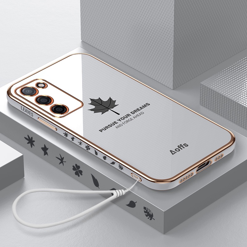 Ốp Điện Thoại Viền Vuông In Họa Tiết Lá Phong 6D Cho iNfinix Tecno 18 Pova 2 POP 5 LTE Zero X Pro Neo