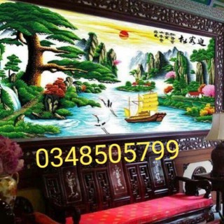 Tranh thêu chữ thập phong cảnh Thuận Buồm Xuôi Gió 195x105cm hàng có sẵn