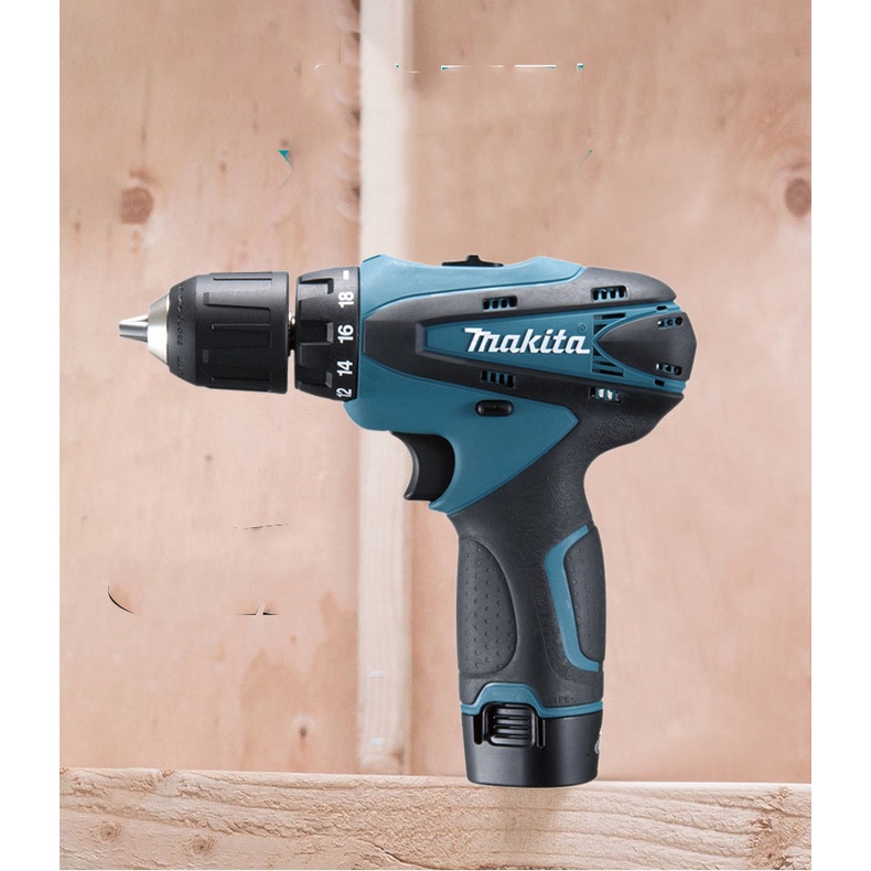 MÁY KHOAN PIN 12V MAKITTA TẶNG KÈM PHỤ KIỆN HỘP VALI NHỰA 2 PIN VÀ SẠC