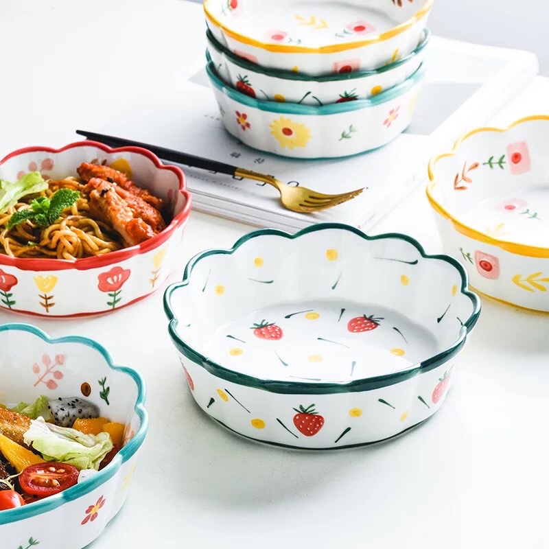 XẢ KHO giá siêu hời💥 BÁT GỐM SALAD - BÁT ĂN DẶM họa tiết vẽ tay