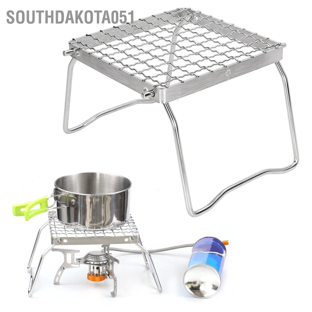 [Hàng HOT] Vỉ nướng Gấp Mini di động Bạc bằng thép không gỉ ngoài trời【Southdakota051】