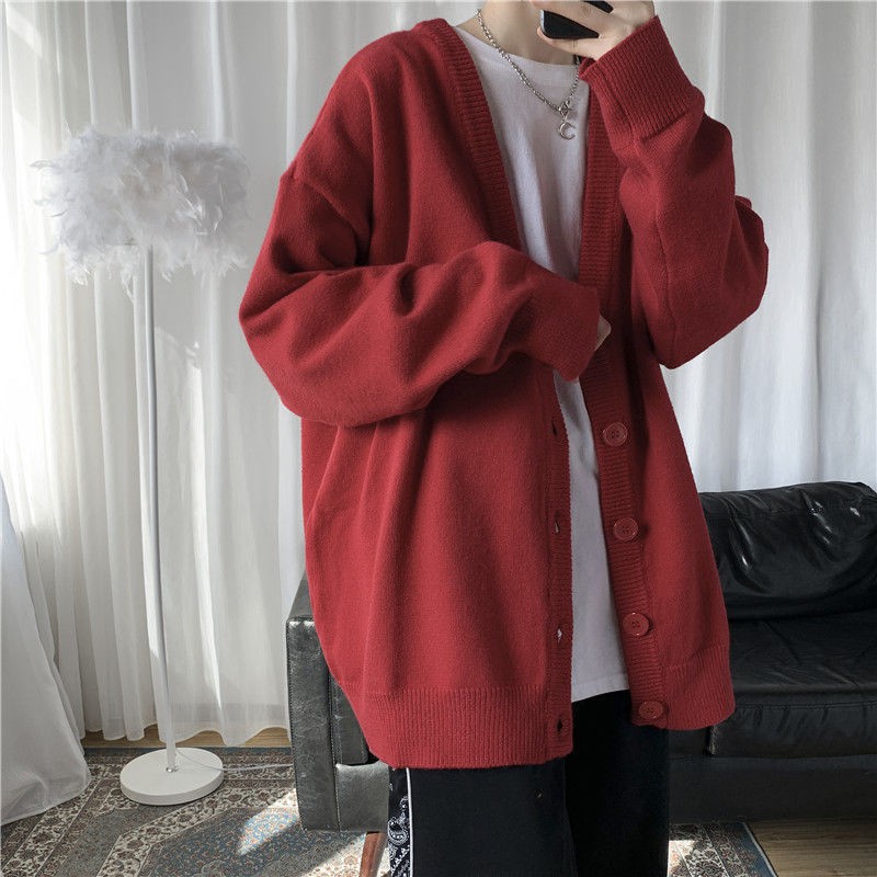 Áo khoác len cardigan màu sắc đơn giản thời trang cho nam