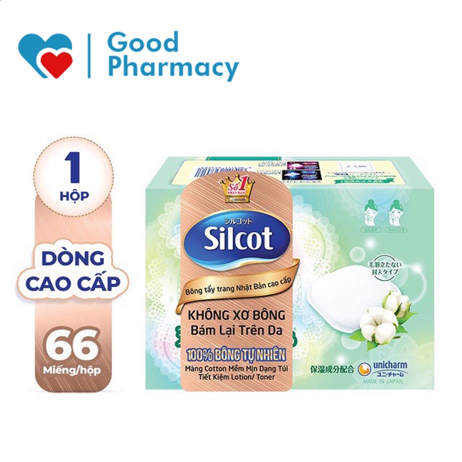 Bông tẩy trang Silcot Nhật Bản dòng cao cấp - Hộp 66 miếng