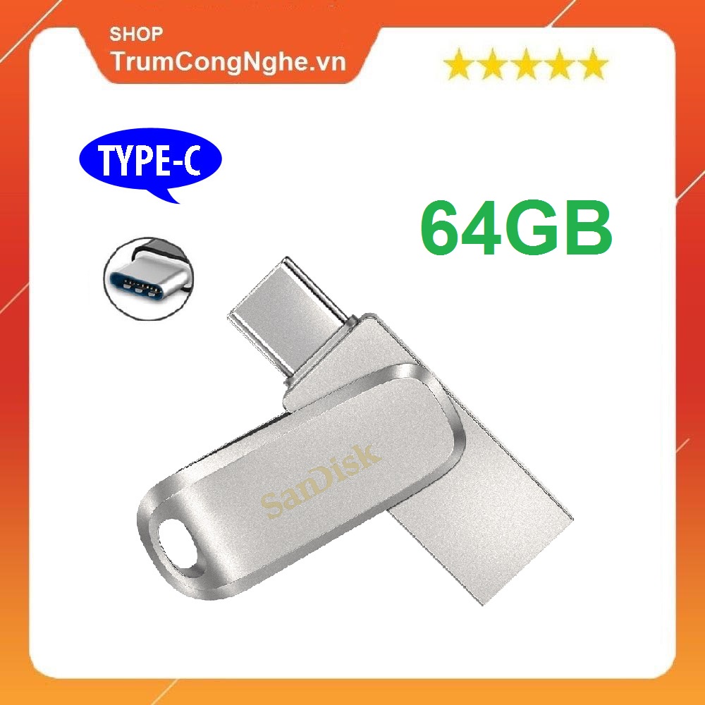 USB OTG 3.1 Gen 1 SanDisk 64GB SDDDC4 Ultra Dual Drive Luxe USB Type-C upto 150MB/s - Vỏ Full Kim Loại