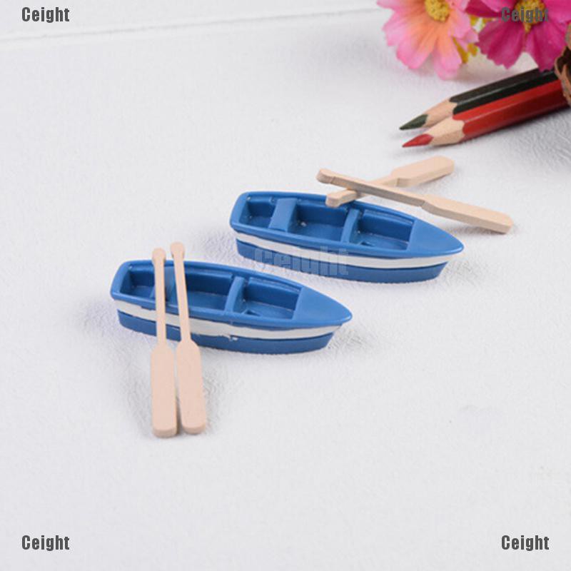 Set 2 mô hình tàu mini xinh xắn trang trí sân vườn tiểu cảnh