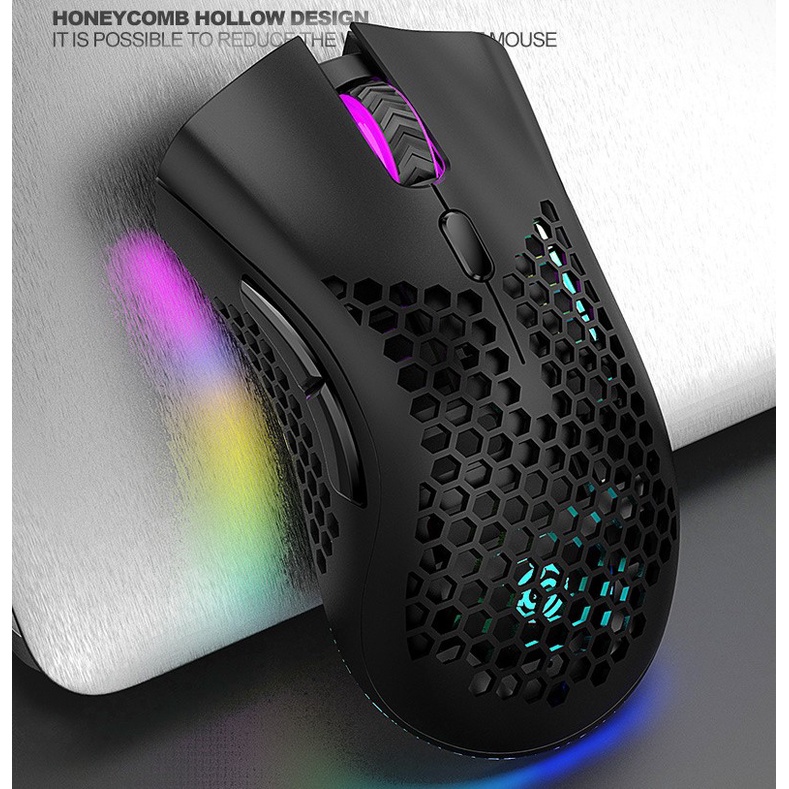 Chuột Gaming Không Dây Cao Cấp BM600 Thiết Kế Hầm Hố Có Đèn LED Phát Sáng Nhiều Màu Ấn Tượng