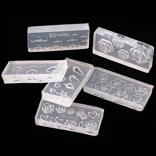 Bộ 6 Khuôn Acrylic 3D Hình Hoa/Nơ/Trái Tim Trang Trí Móng Tay