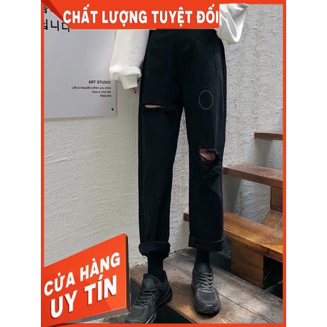 QUẦN JEANS BAGGY XUÔNG ĐEN RÁCH- jeans dày đẹp | WebRaoVat - webraovat.net.vn