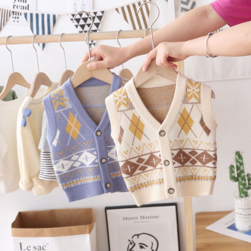 Áo Khoác Cardigan Len Cài Nút Cổ V Kiểu Phương Tây Thời Trang Xuân Thu 2022 Cho Bé