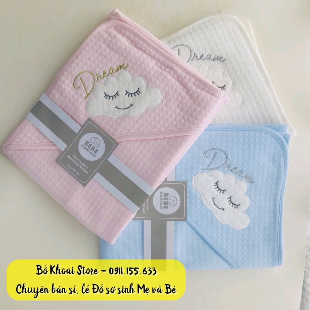 Chăn ủ choàng BEBE COMFORT cao cấp - Khăn ủ tắm có mũ cho bé - Bố Khoai Store