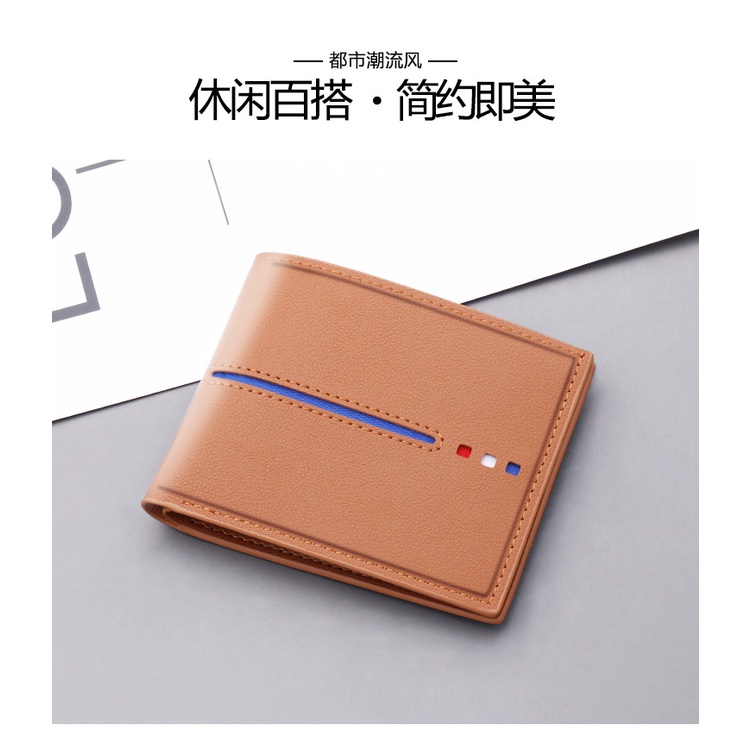 Ví da nam dáng ngắn siêu mỏng phối khóa kéo thời trang