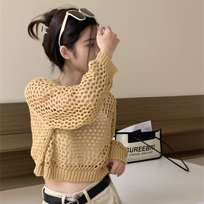 Áo Len Nữ Tay Dài Khoét Lỗ Thời Trang