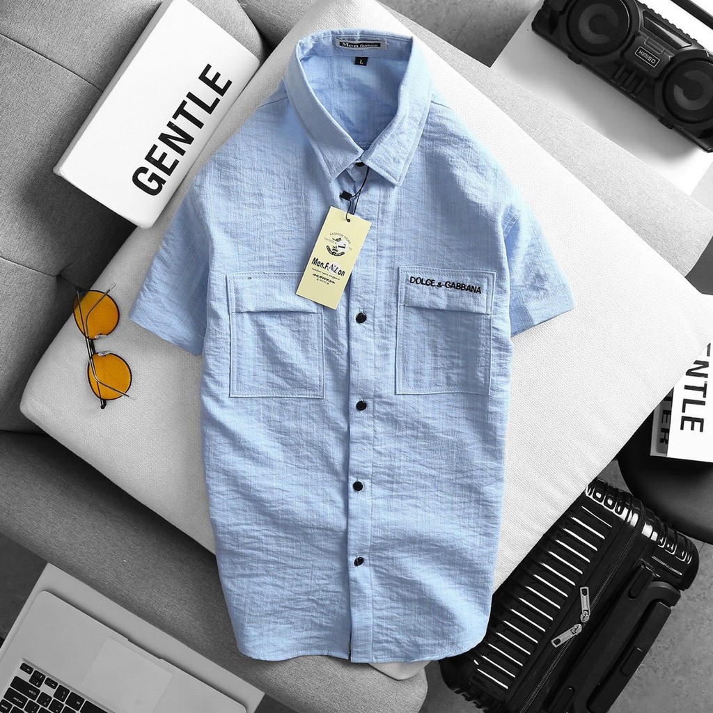 Áo sơ mi nam  ngắn tay vải đủi Thêu chứ cao cấp mã mới nhất 2021  ( LĐ Unisex Shop) | BigBuy360 - bigbuy360.vn