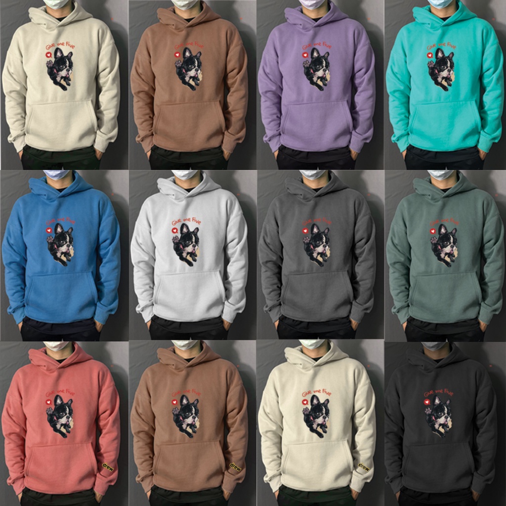 Áo Hoodie Unisex đôi form rộng nam nữ Give Me Five vải Nỉ Bông -TDA03