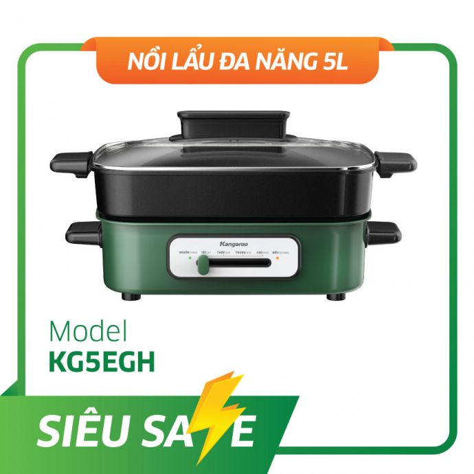 SIÊU PHẨM Nồi Lẩu Nướng - Bếp Lẩu Nướng 3IN1 Kangaroo KG5EGH - Đa Năng Cao Cấp -  Lẩu, Nướng, Hấp