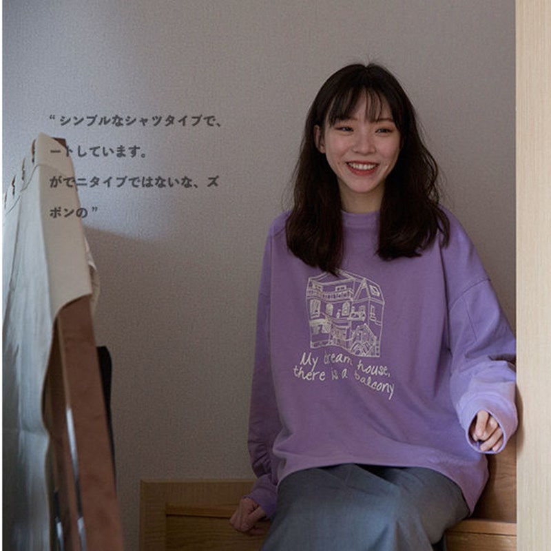 Áo Thun Nữ Tay Dài Dáng Rộng Thời Trang Phong Cách Hàn Quốc