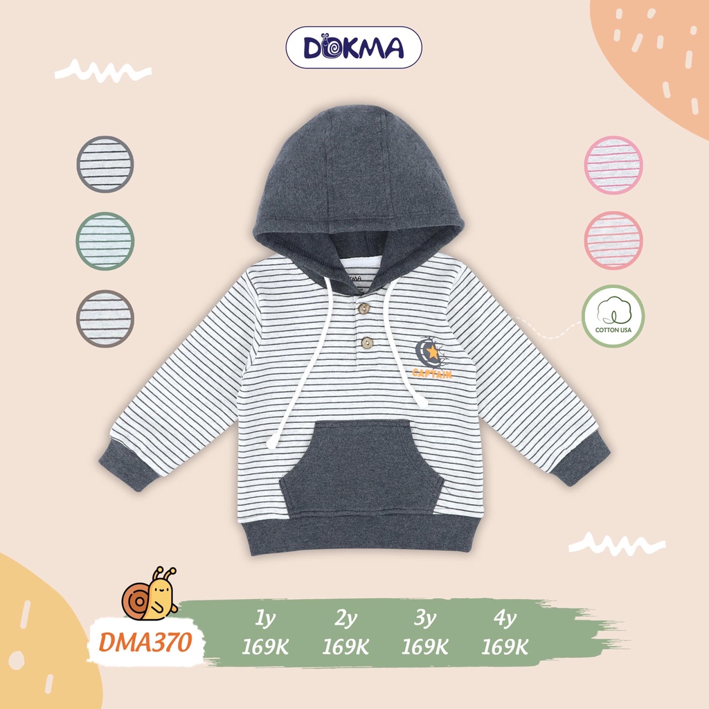 (1-4y) Áo dài tay hoodie có mũ vải cotton dày vừa - DOKMA