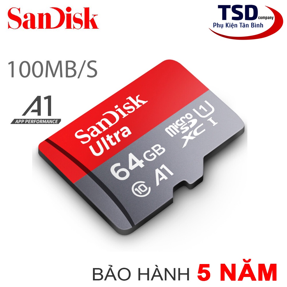 Thẻ Nhớ SanDisk Ultra 64GB 100MB/s MicroSDXC UHS-I A1 Chính Hãng