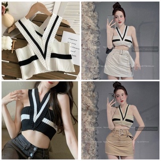 Áo Len Croptop Dệt Kim Cổ V [ TNT SHOP BIGSIZE 60kg 90kg ]