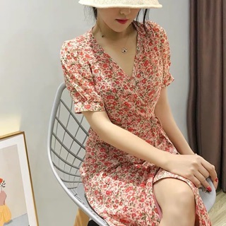 Đầm midi hoa cột nơ