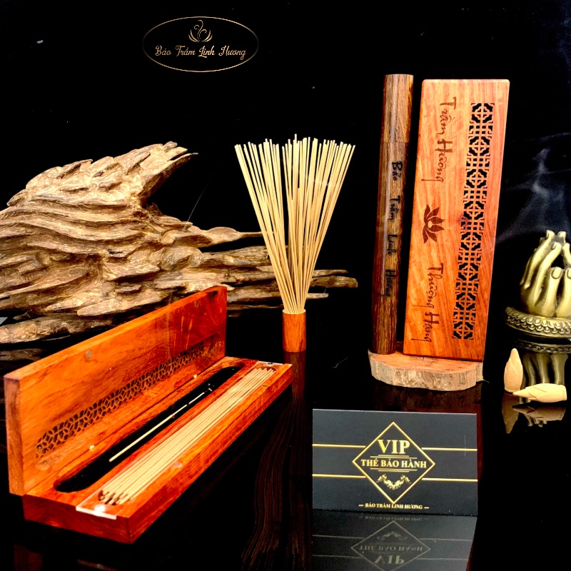 Bộ Nhang Trầm Hương  Huong Tram Nhang Không Tăm Cao Cấp Kèm Khay Đốt Thơm Tự Nhiên Sạch Phòng - Quà Tặng