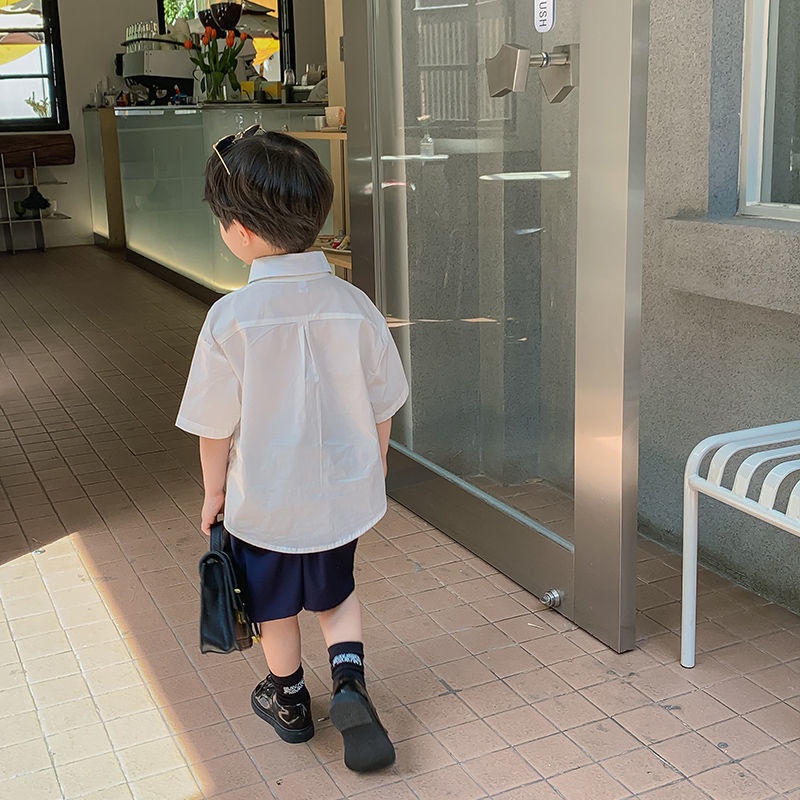 Bộ Áo Sơ Mi Ngắn Tay + Quần Short Thời Trang Mùa Hè Mới 2022 Cho Bé Trai