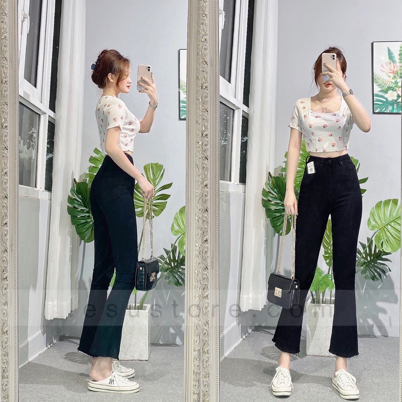 ẢNH THẬT Quần Jeans Loe trơn lai tua 90cm
