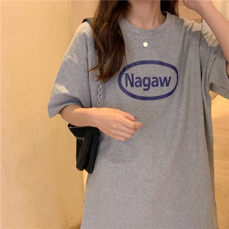 Áo thun tay lỡ, áo phông oversize unisex nữ Nagaw mềm mát 4 màu trắng, đen, xám, đỏ đô cho mùa hè