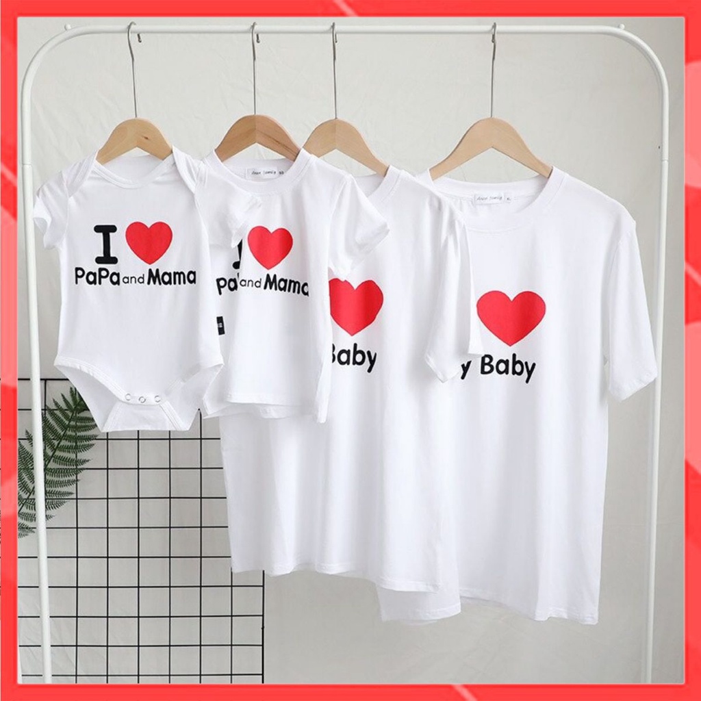 Áo gia đình Familylove - Mẫu Áo gia đình chữ I Love My Baby