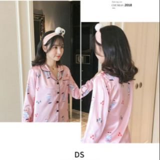 Pijama lụa phi dài tay princess cute