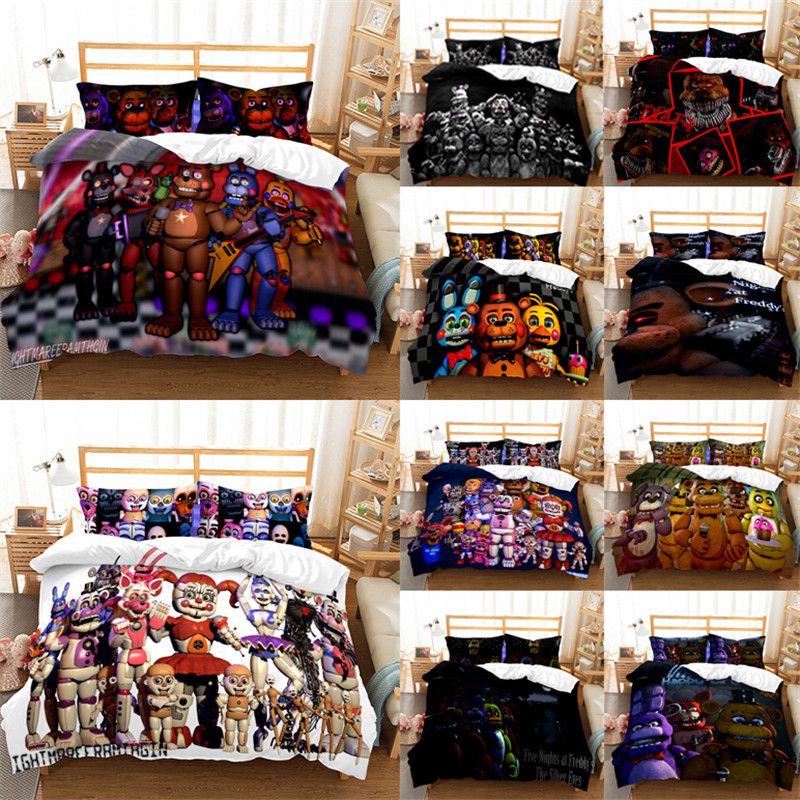 Bộ Chăn Ga Và Vỏ Gối In Hình Five Freddy 'S 3D