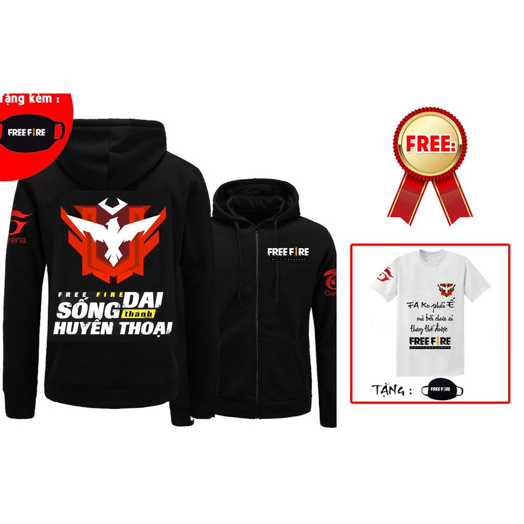 Mua áo khoác FREE FIRE tặng kèm áo phông + bịt mặt FREE FIRE đẹp siêu ngầu giá rẻ nhất