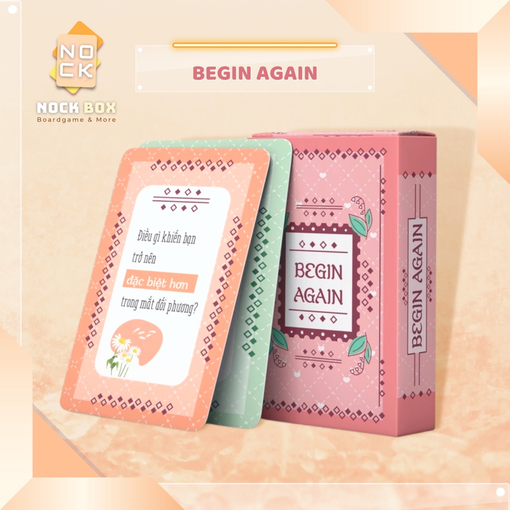 Bộ bài Boardgame Tình Yêu Begin Again dành cho cặp đôi, vợ chồng để thấu hiểu, sẻ chia và gắn kết trái tim - Nock Box